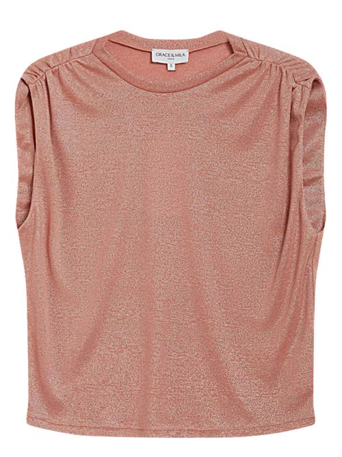 T-shirt smanicata in lurex Grace & Mila | SS2627034ROS